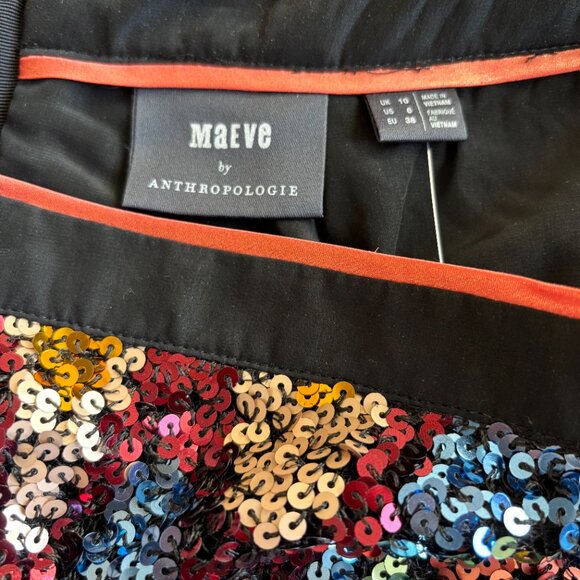 Anthropologie Zig-Zag Sequined Mini Skirt Sz 6 - Picture 7 of 8